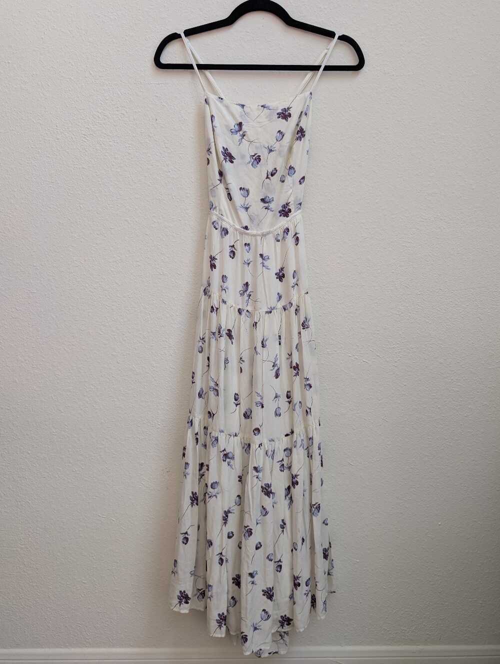 Urban Outfitters White Floral Tiered Lace-Up Maxi Dress